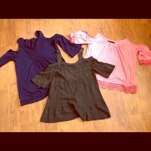 BUNDLE OF 3 “COLD SHOULDER” TOPS